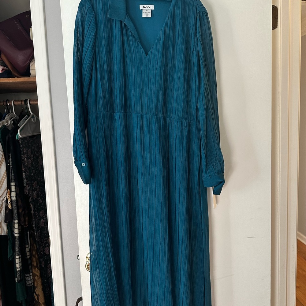 DKNYC Blue V-Neck Bishop Sleeve Sundress